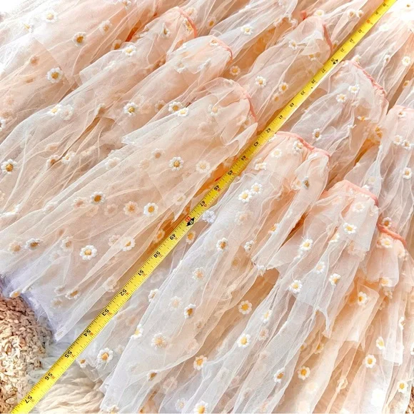 ✨Last Chance💋🌸🌼DÔEN ‘Orelia’ Daisy Embroidered Tiered Tulle Dress S✨ - Picture 11 of 15